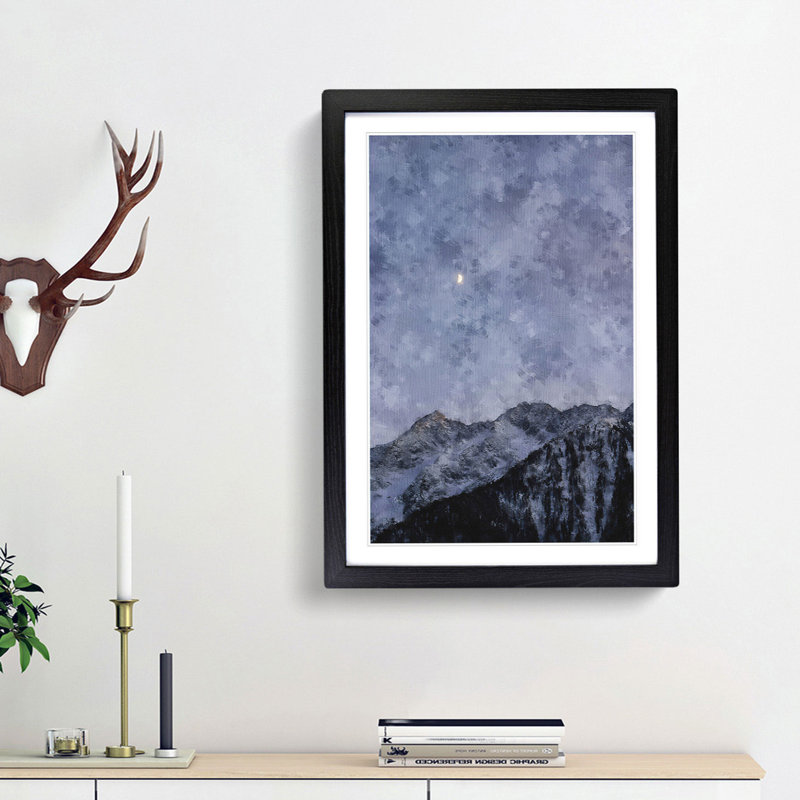 Half a Moon - Picture Frame Painting Print, 45cm H x 33cm W x 2cm D, Black Framed