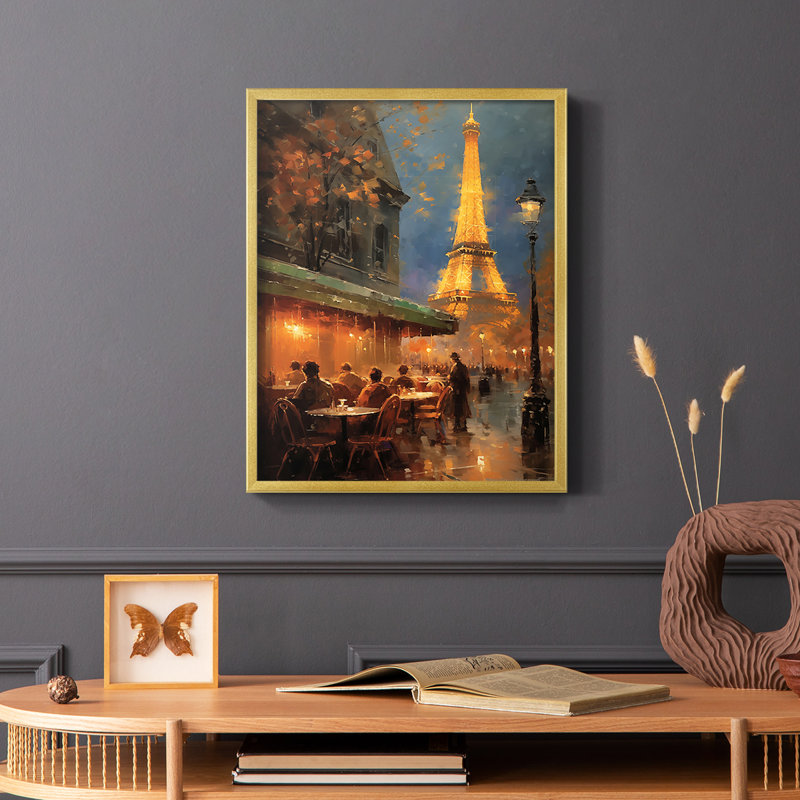 Paysages de la série Cccxxix - reproduction encadrée de qualité supérieure - prête à être accrochée - aucun clou requis, Doré