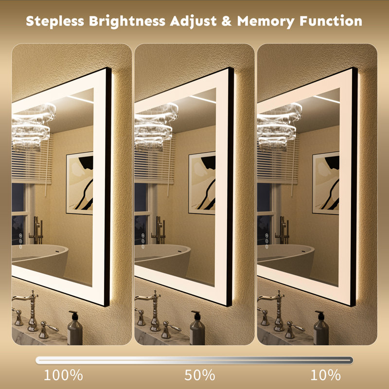 UL Certified Front & Back LED Bathroom Vanity Mirror – Anti-Fog, Tempered Glass, Black Aluminum Frame, 32" H x 24" W