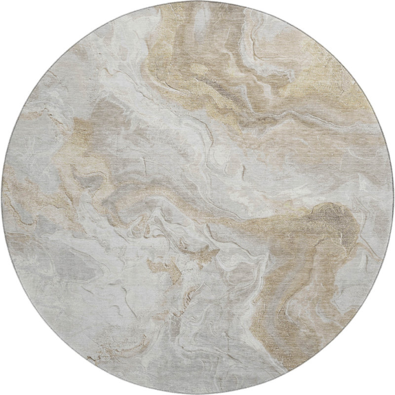Premium Machine Washable Strinko AMF1682 Abstract Rug, Round 8'