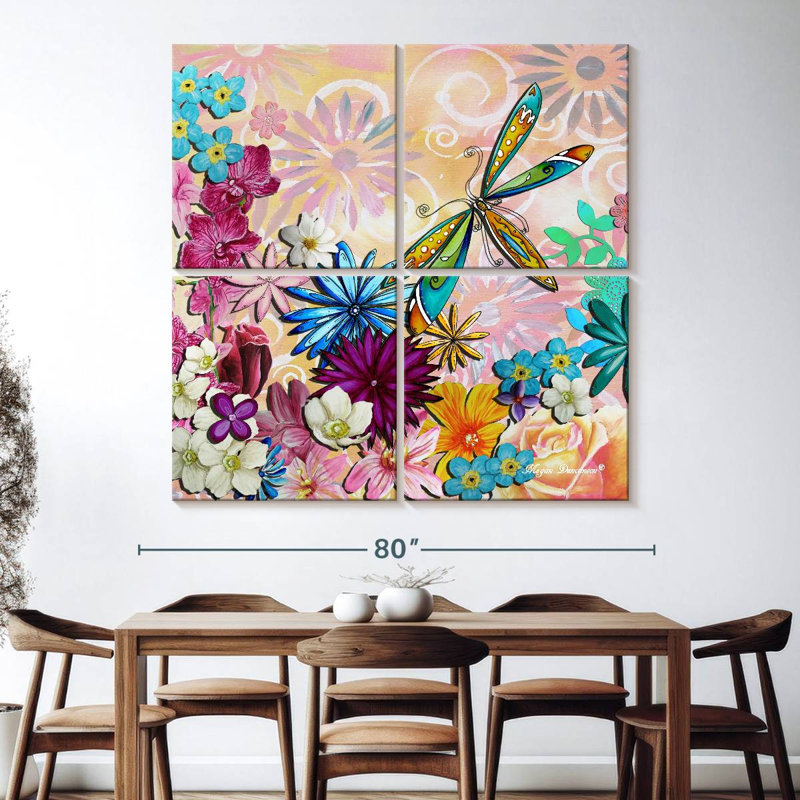 Collage floral fantaisiste Harnek II, H 74 po x l 74 po