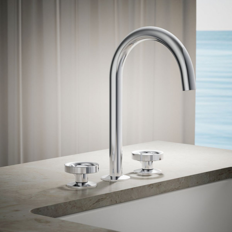 Components Deck-Mount Bath Faucet Handles With Industrial Design, Brushed Graphite