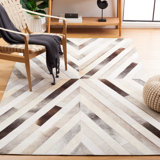 Bjarnhildur Studio Leather Hand Woven Leather With Felt Geometric Rug