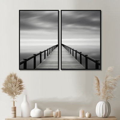 Black And White Pier Horizon III - Coastal Coastal Pier Wall Art