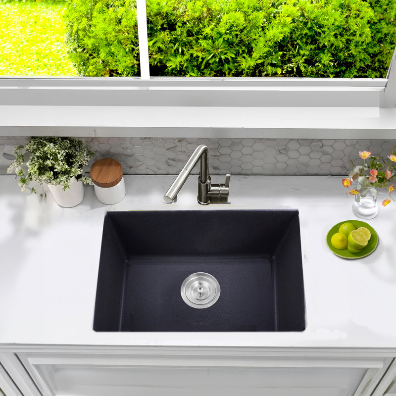 Plymouth 23.62'' L Single Basin Kitchen Sink, Black