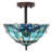 13"H Amelia Stained Glass Shade Traditional Semi-Flushmount Ceiling Light-1882669270