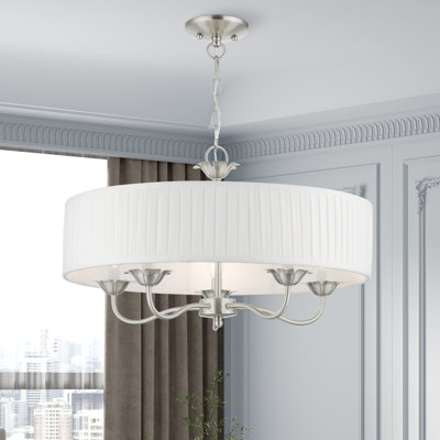 Lustre tambour 5 lumières à abat-jour Lamotte