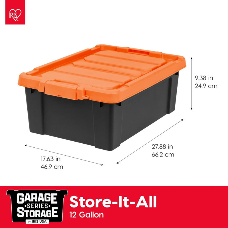 Ensemble de 2 bacs de rangement verrouillables IRIS USA, noir / orange