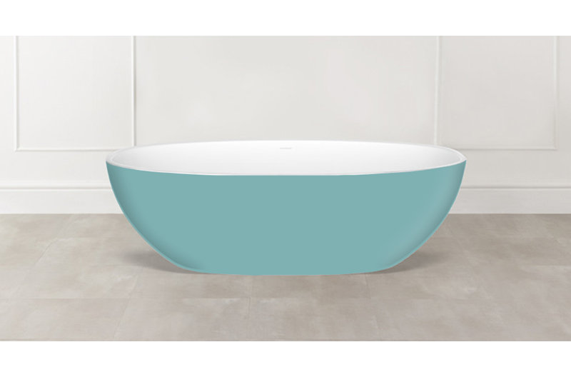 Barcelona 70.25" x 33.625" Freestanding Soaking Bathtub, Pastel Turquoise - Matte