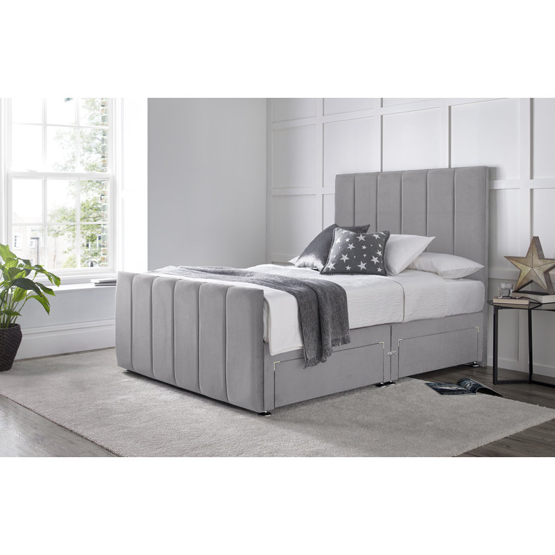 Cadebrooke Divan Bed with 54" Floorstanding Headboard, Charcoal, Super King (6'), 2 Right Drawers