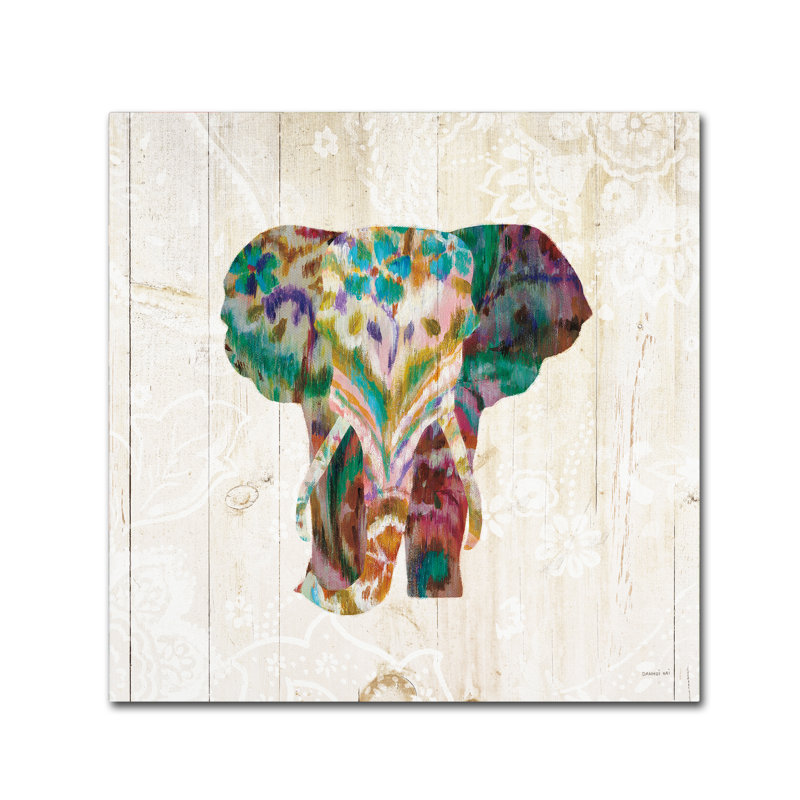 « boho motif cachemire éléphant iii », reproduction sur toile tendue, H 18 po x l 18 po