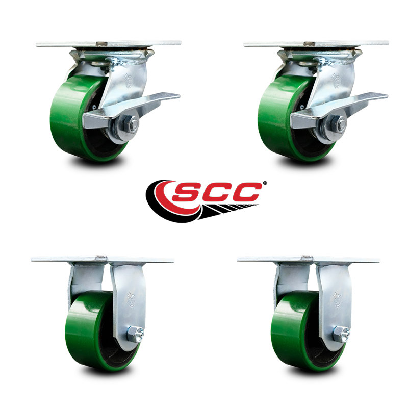 Poly on Cast Iron Caster, Green