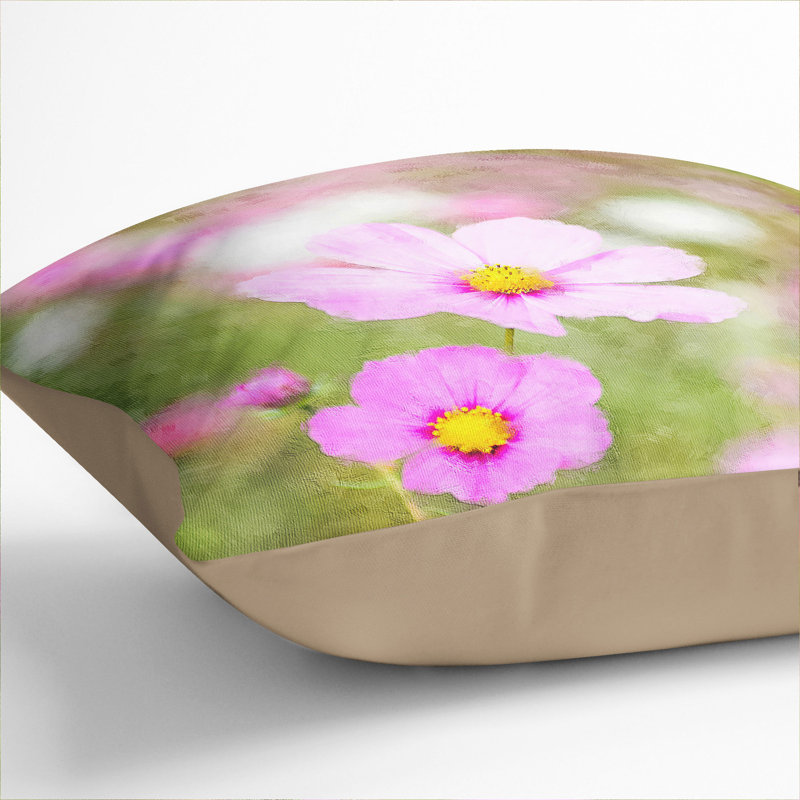 Spring Purple Flowers Painting Scatter Cushion, 55cm H x 55cm W x 20cm D, Stone