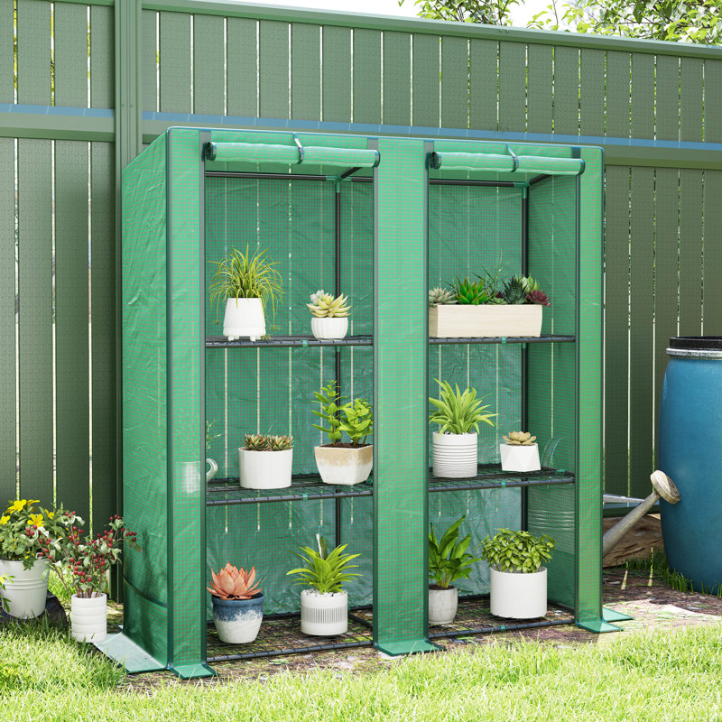 Serre Lean-to, serre portable avec housse en PE, 56,7 po x 18,9 po x 59,8 po, vert
