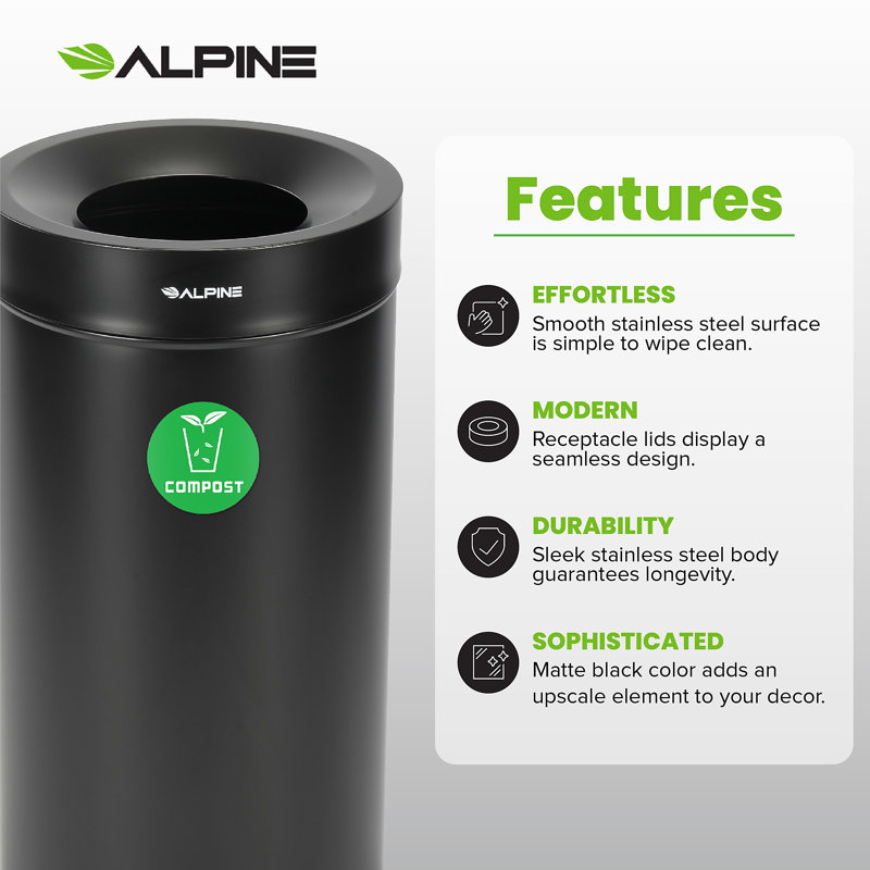 Composteur en acier inoxydable 27 gallons, Noir