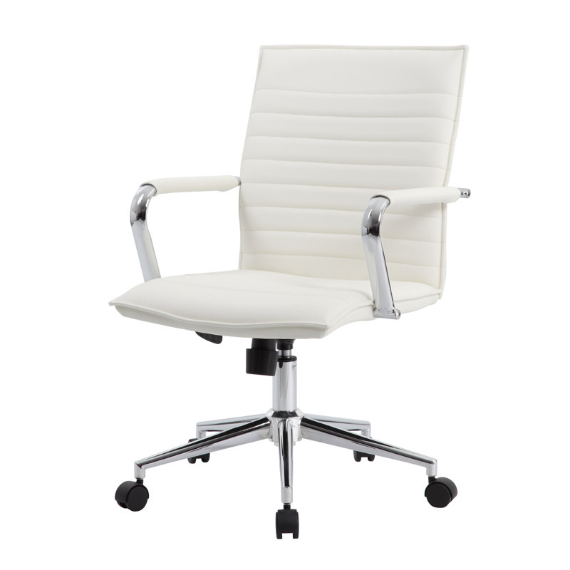 Inbox Zero Vinyl Task Chair, White