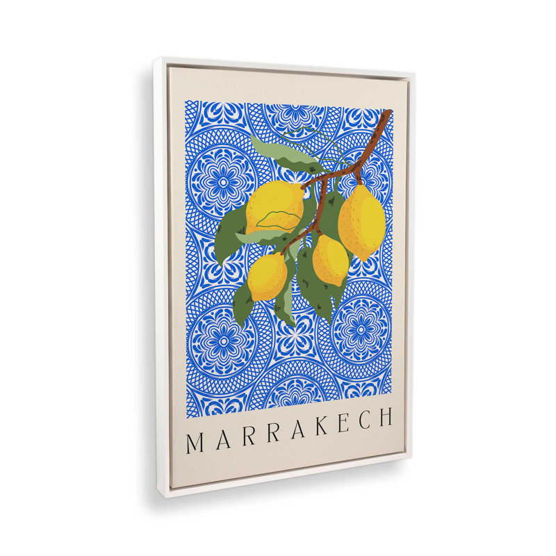 Impression sur toile dans un cadre marocain, H 12,75 po x l 8,75 po, Blanc opaque