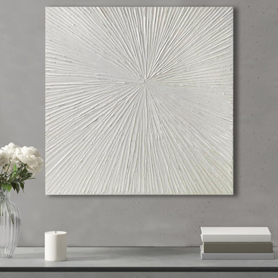 Décoration murale en résine abstraite blanche lustrée - l 30 po x H 30 po