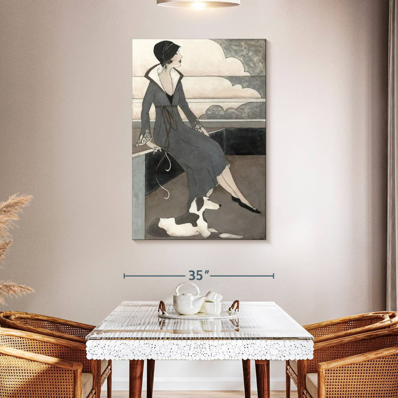 Shuttleworth Art Deco Lady With Dog, 48" H x 32" W