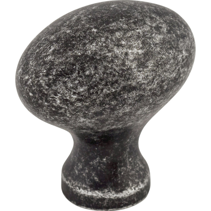 Egg 1 1/4" Length Oval Knob, Black Iron