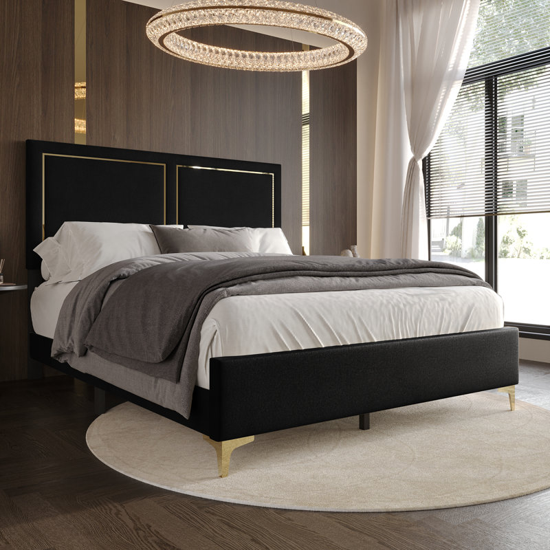 Lit tapissier standard Jerell, Noir, Grand