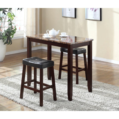 Table pour petit-déjeuner en marbre à imprimé lustré avec tabourets 3 pièces Mient