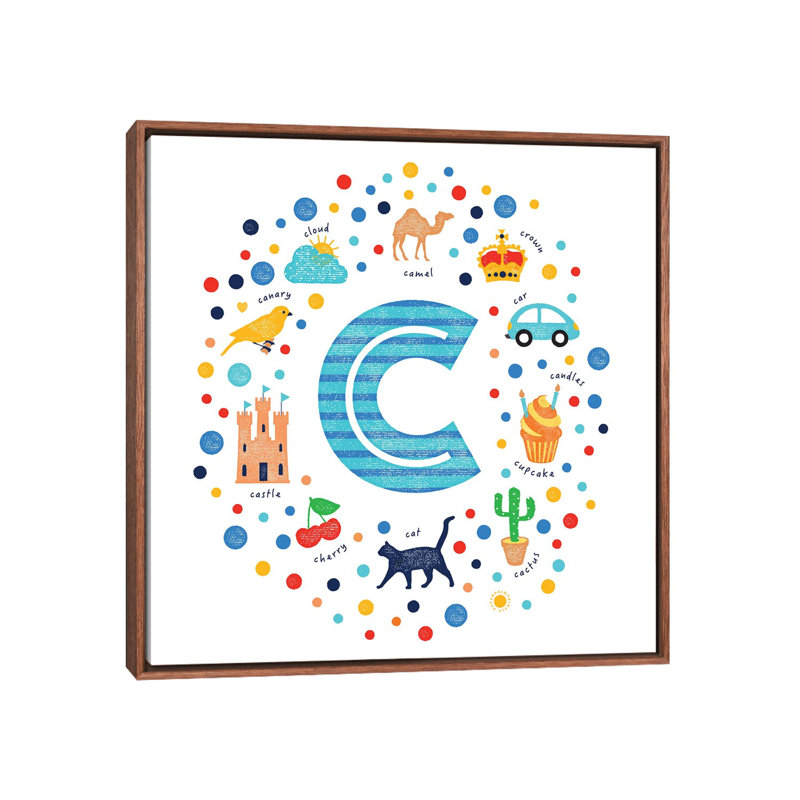C - Reproduction d'art graphique, Toile avec cadre brun, H 26 po x l 26 po x P 1,5 po, Pas de tapis