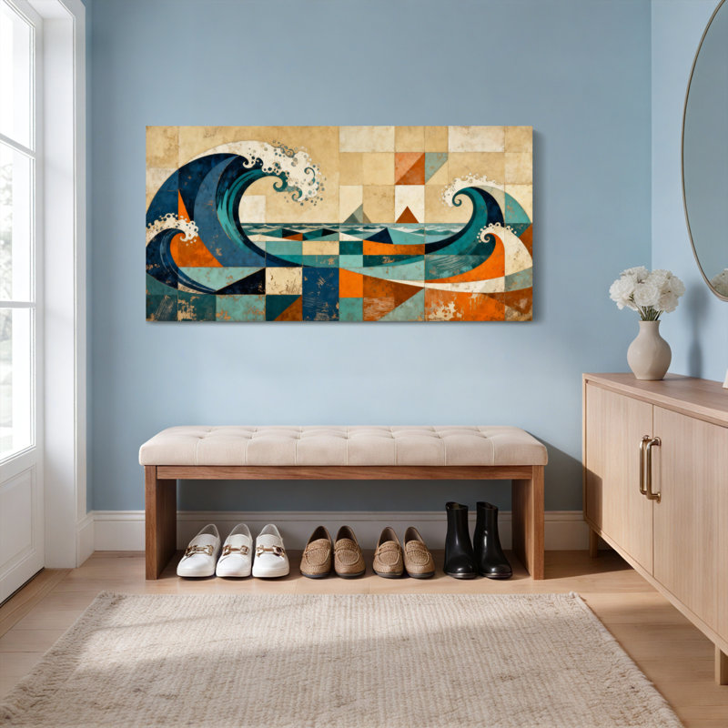 «Abstract Wave Wave», ensemble de 1 reproduction d'art sur toile tendue sur toile, H 24 po x l 48 po