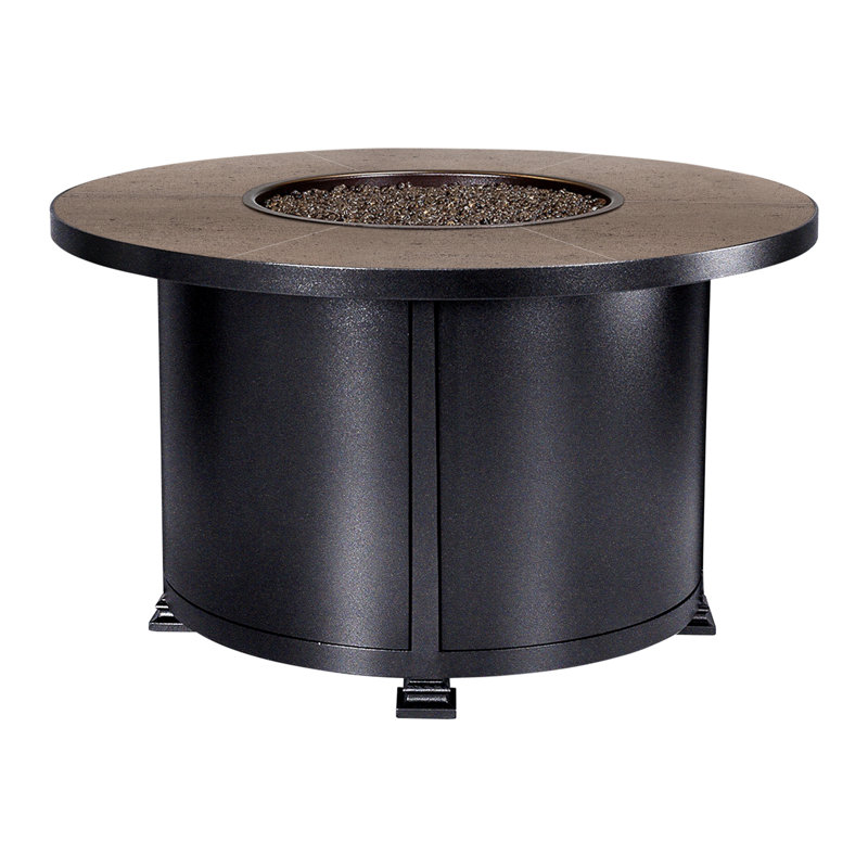 Santorini Iron Outdoor Fire Pit Table, Canyon Taupe, Graphite, 24" H x 42" W x 42" D