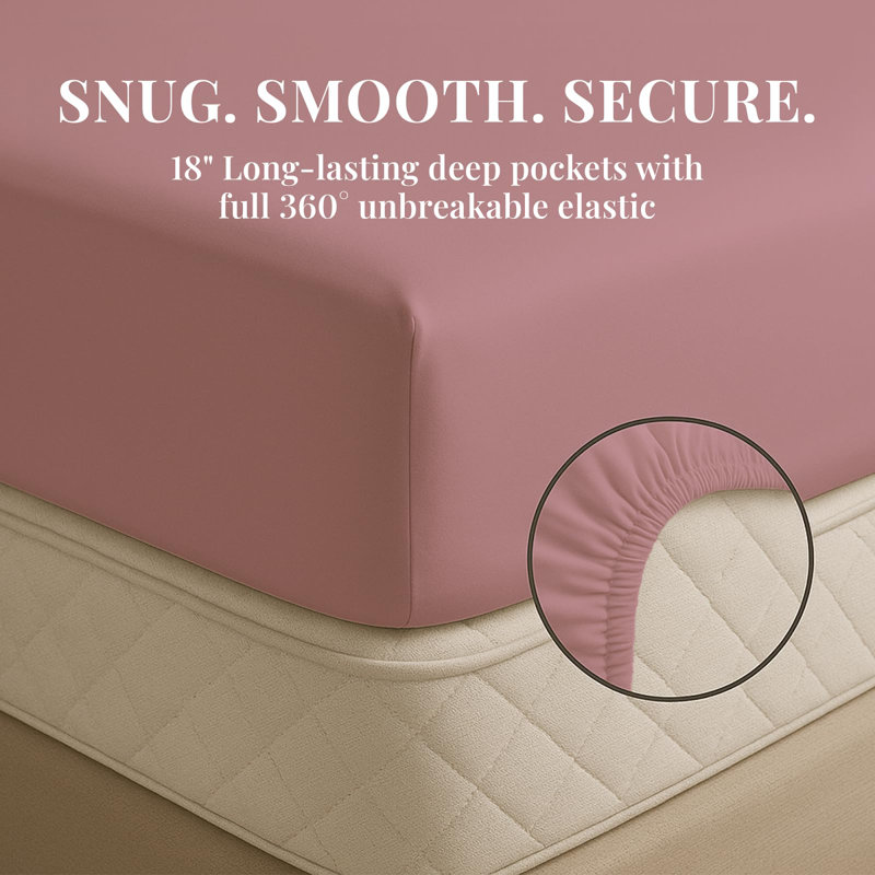 Premium Rayon From Bamboo Blend Sheet Set With Deep Pockets, Cooling and Breathable, Lavender