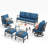 Asfand 5-Person Metal Patio Conversation Set with Swivel Lounge Chairs-101303670-101628571