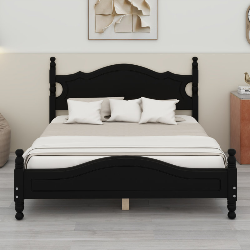 Wood Platform Bed Frame, Black, Queen
