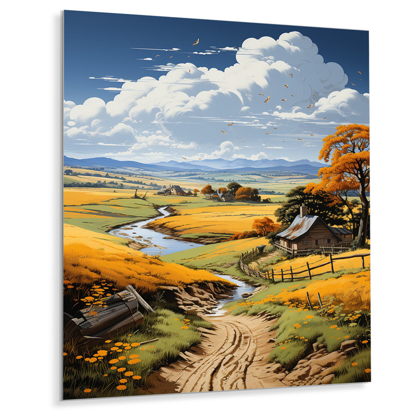 Allemagne, campagne allemande, champ II - Allemagne, reproduction d'art sur métal, H 20 po x l 12 po x P 1 po