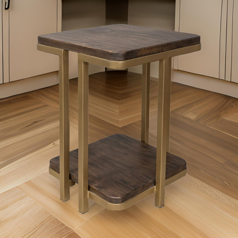 Table de bout en bois massif avec rangement Ashlee, H 24,25 po x l 18 po x P 18 po