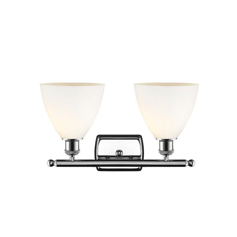 Éclairage pour meuble-lavabo 2 lumières Shauna, Blanc mat, Incandescent, Chrome poli