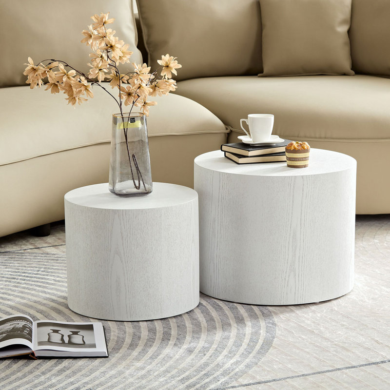 Ensemble de tables basses rondes en bois, Bois blanc