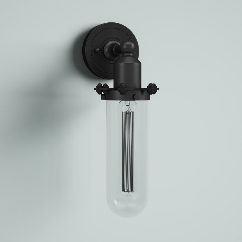 Eleanor Armed Sconce, Matte Black, Clear
