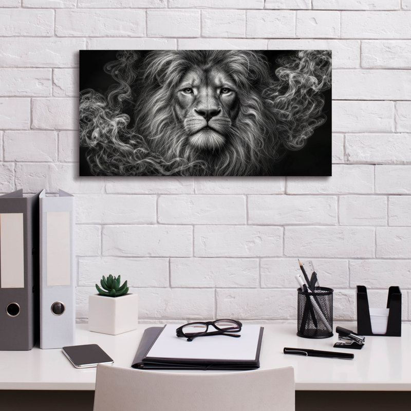  «Lion Stare» par Rey Klimt, art mural sur toile, H 12 po x l 24 po