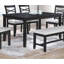 Mobilier de salle à manger 6 pièces ensemble table à manger 4 chaises latérales banc en bois d'hévéa