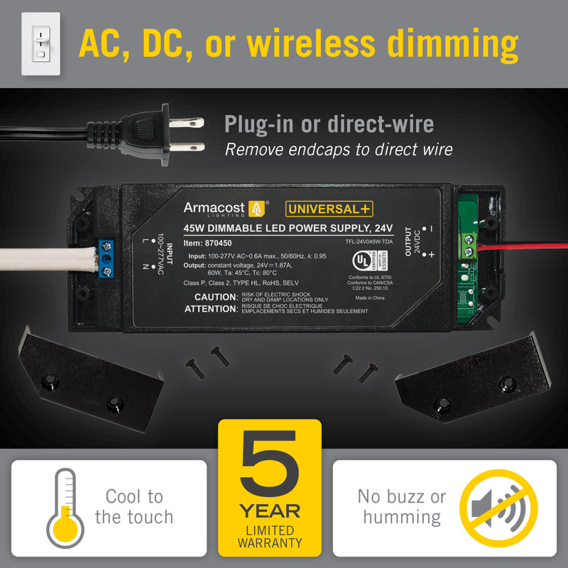 Universal+ Dimmable LED Driver 24V DC, 45W, 45