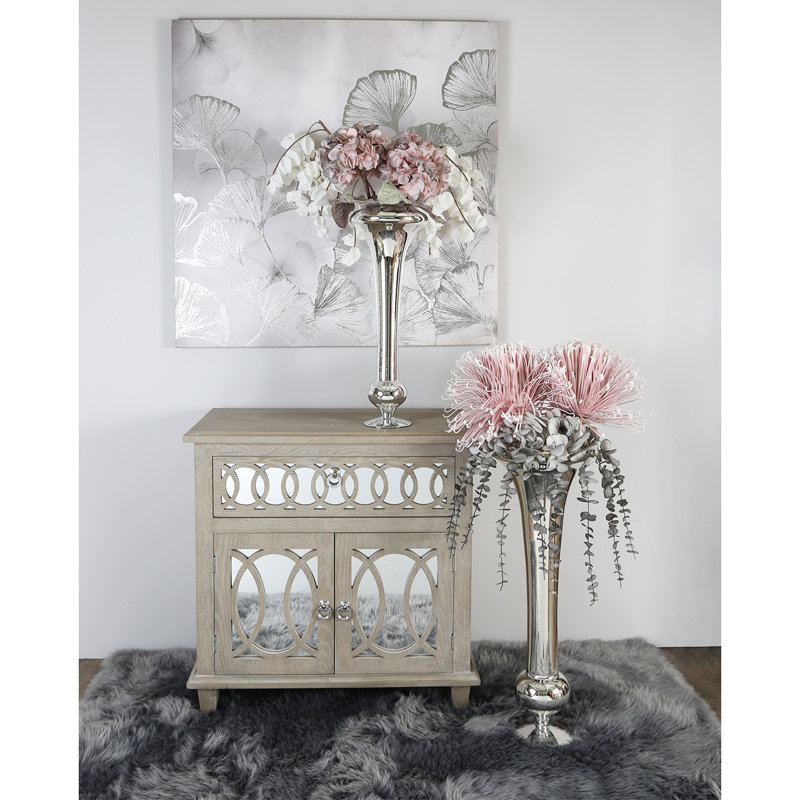 Jerrell Handmade Glass Floor Vase, Silver, 61cm H x 21.60cm W x 21.60cm D