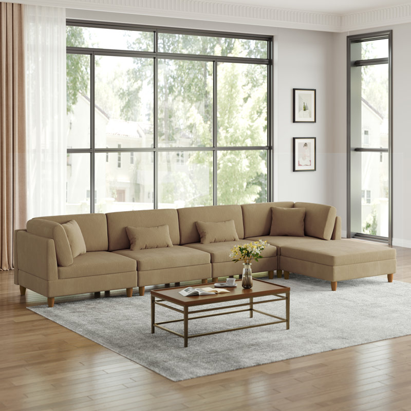 Corduroy Corner Sofa , 92.2cm H x 407.4cm W x 201.2cm D