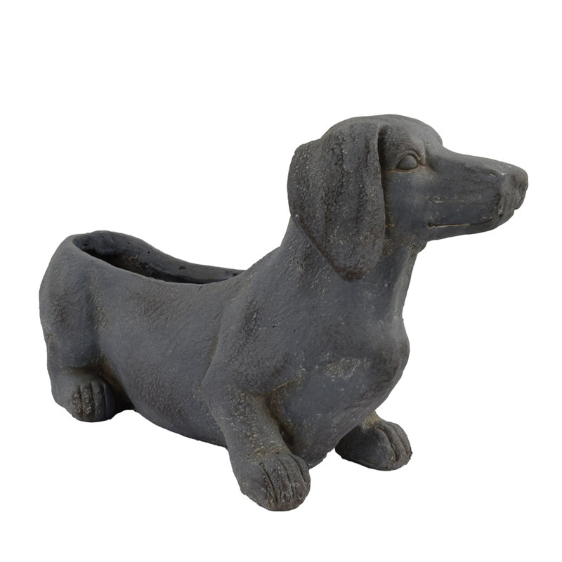 Zahara SAUSAGE DOG Planter 30cm Blue Iron Effect