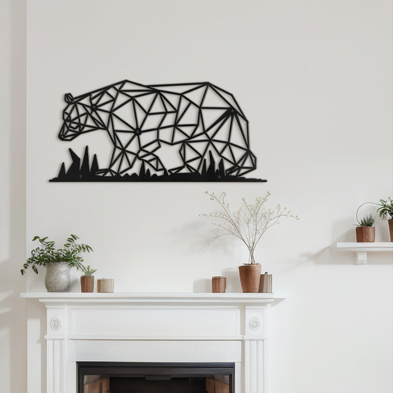 Décoration murale abstraite décorative murale en gros gros ours stupide, H 18 po x l 18 po x P 0,05 po, Noir