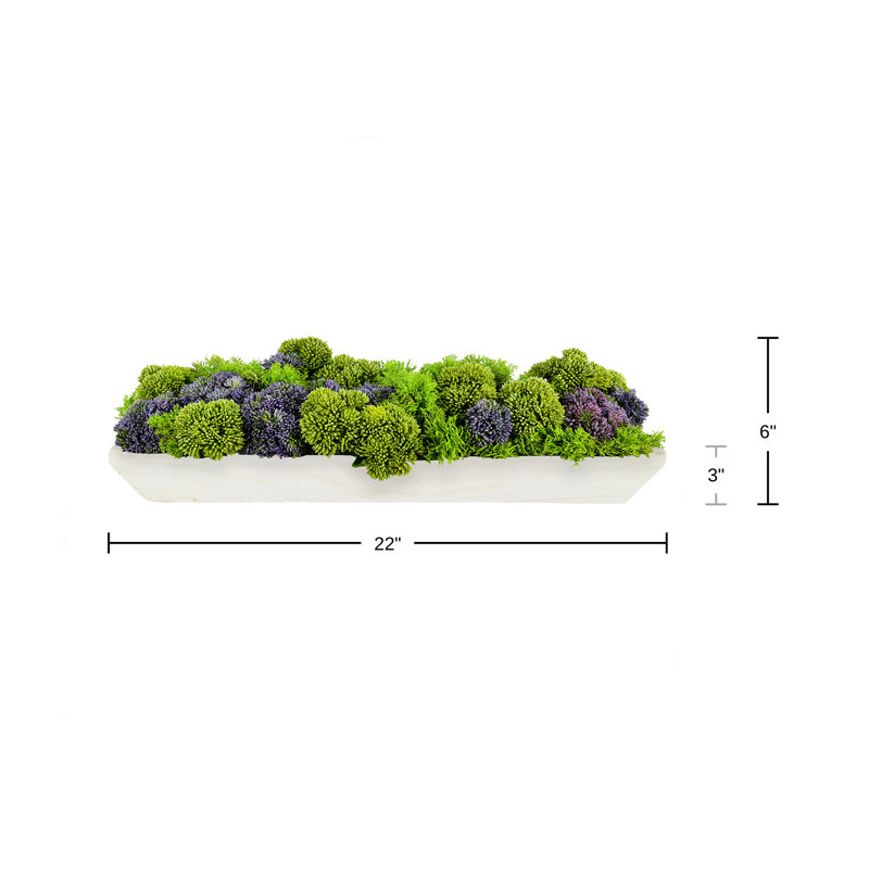 Succulent Faux Floral Arrangement in Planter, Purple/Green