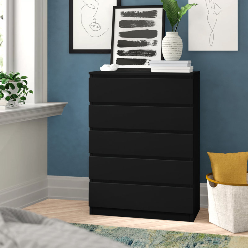Tonya 5 Drawer 70cm Chest of Drawers, Black