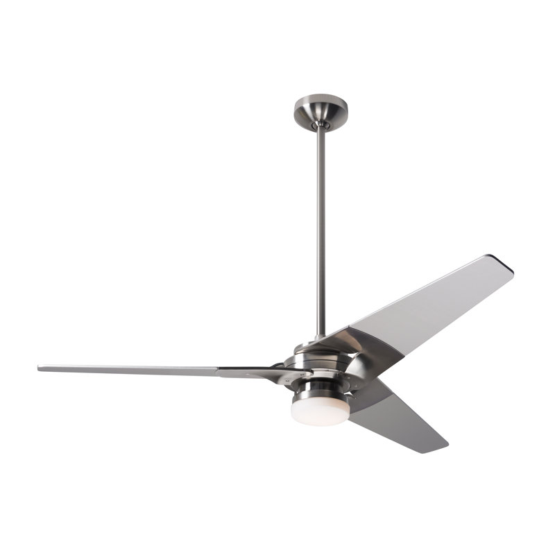 Torsion LED Downrod Ceiling Fan, Bright Nickel, Handheld Remote Control (2-wire), Nickel