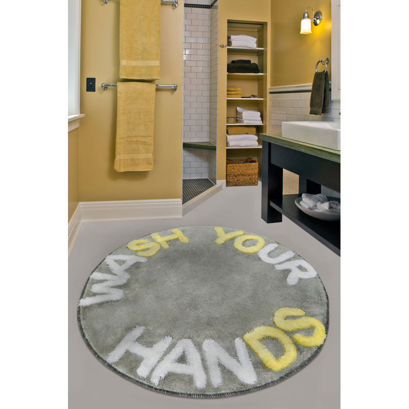 Tapis de bain Bonham, Gris / blanc / jaune