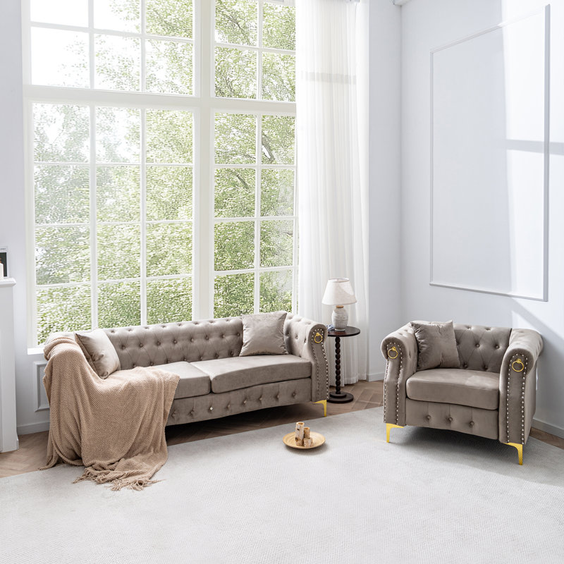 Ensemble de canapé en velours 2 pièces, Beige