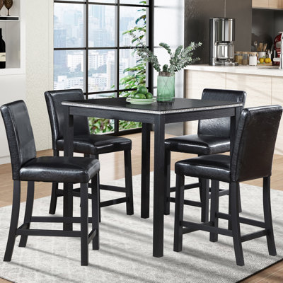 5 Piece Counter Height Table Set, Kitchen Table Set with Square Table, Counter Height Dining Table